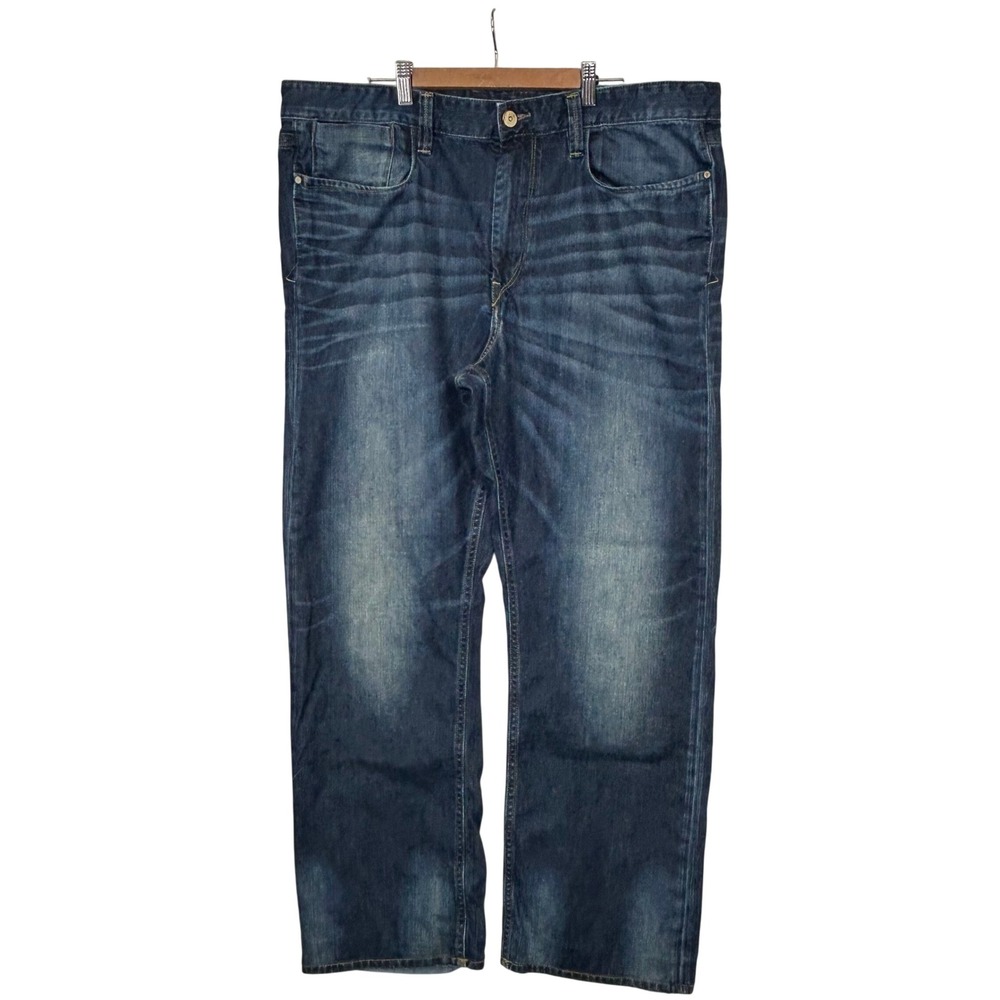 Robert Graham Classic Yates Jean Men 42x32 Blue Adriatic Wash Straight Leg Denim